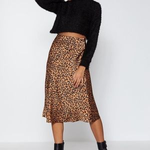 NWT Nasty Gal Leopard Slip Skirt